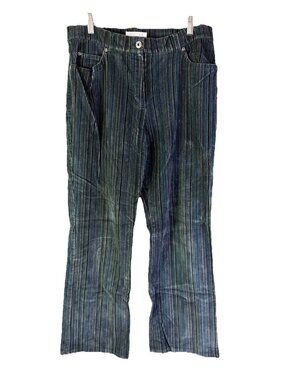 Vintage 90s Grunge Velour Velvet Striped Pants Baggy Faded